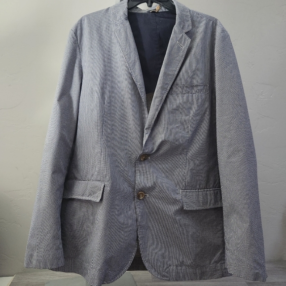 J Crew Blue White Blazer Ludlow Jacket‎ L Gingham Lined Sporty Fit Two Button - Picture 1 of 10